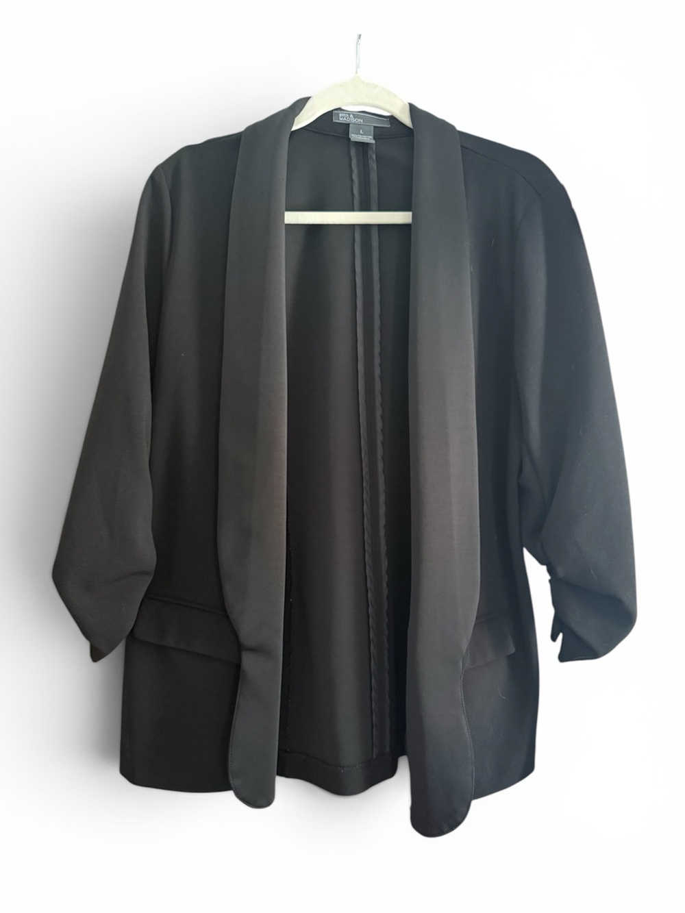 89th & madison Black Open-Front Draped blazer